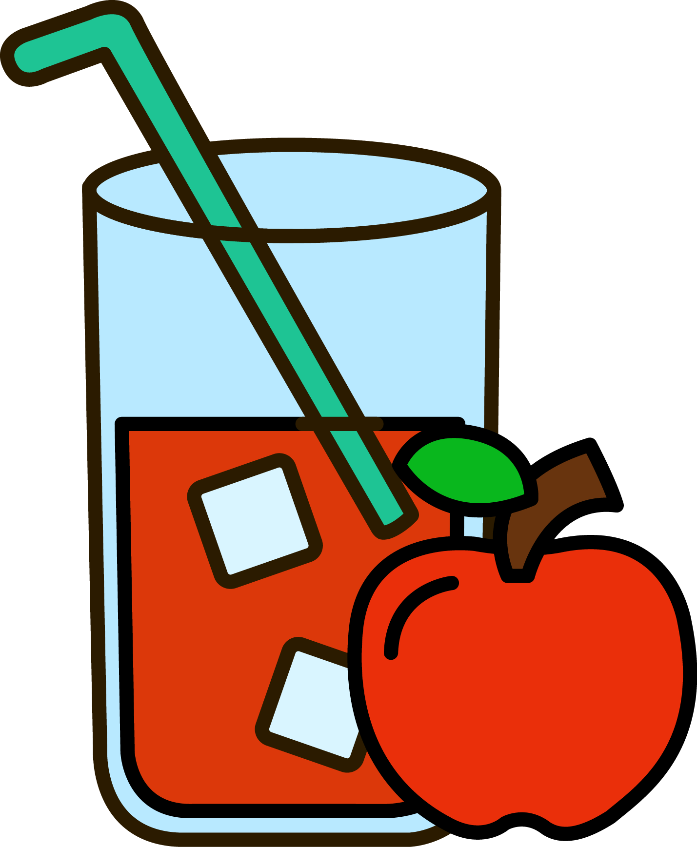 Apple Juice Glass With Strawand Apple