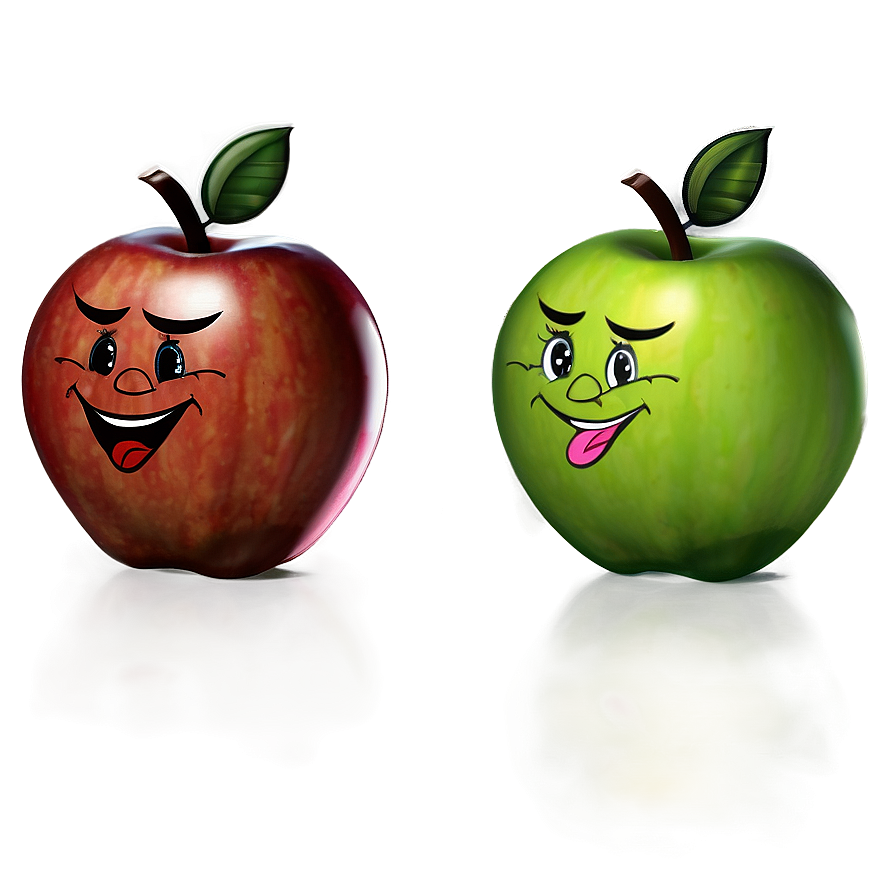 Apple With Face Cartoon Png Hme