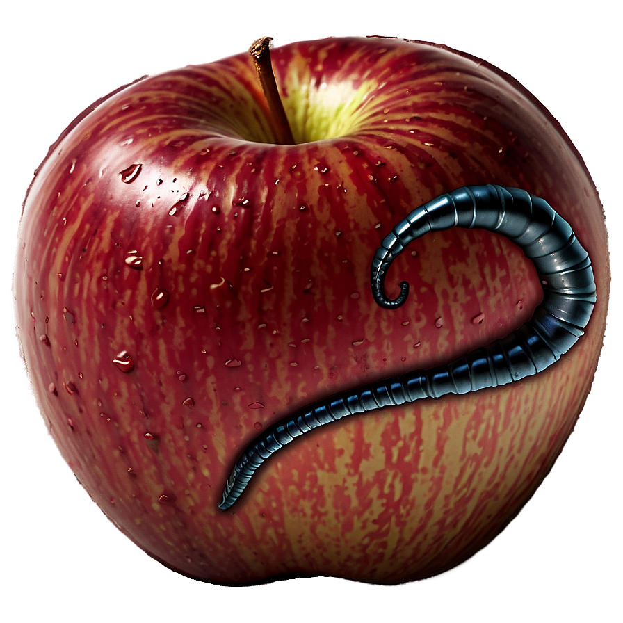 Apple With Worm Png Eqy60