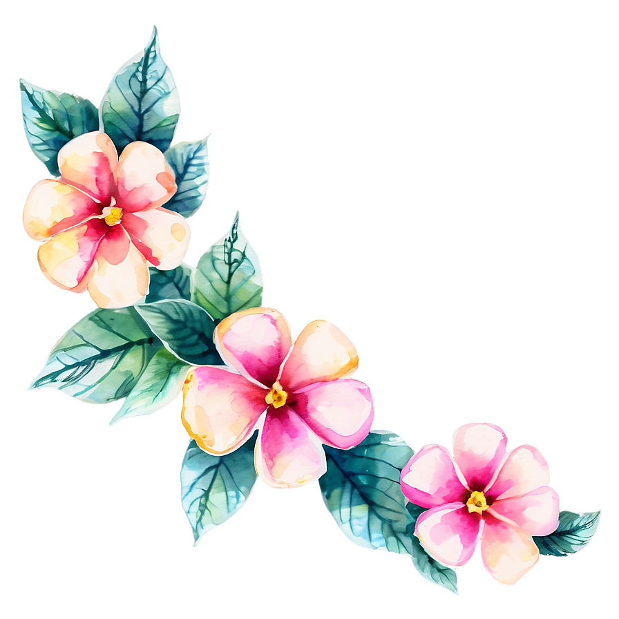 Aquarelle Corner Flower Png Pvo