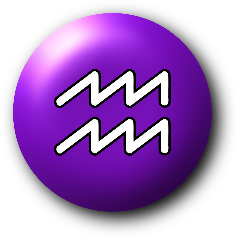 Aquarius Zodiac Symbol Button