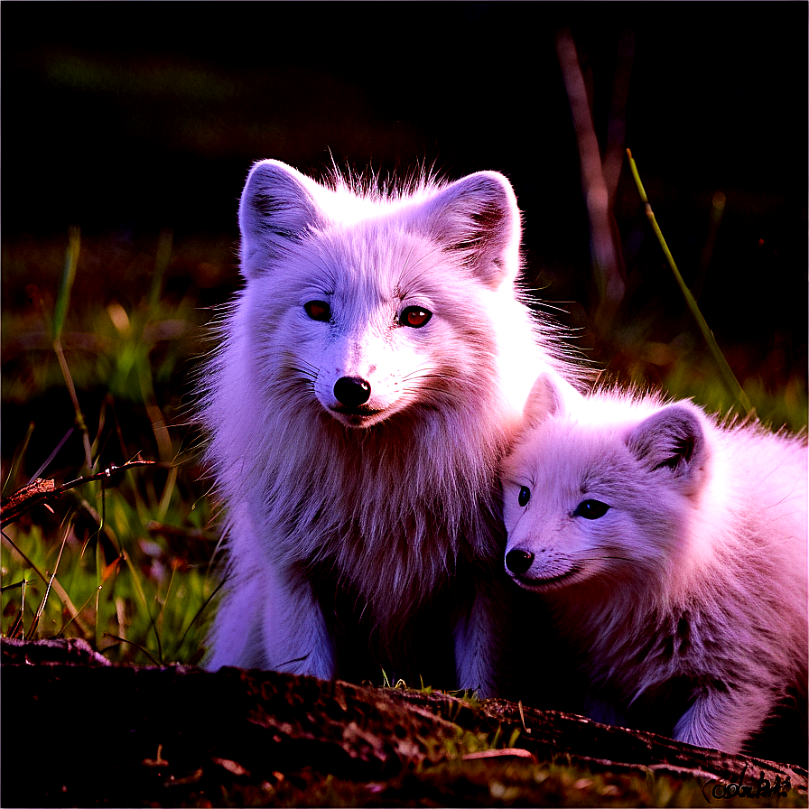 Arctic Fox Family Moment Png Woh