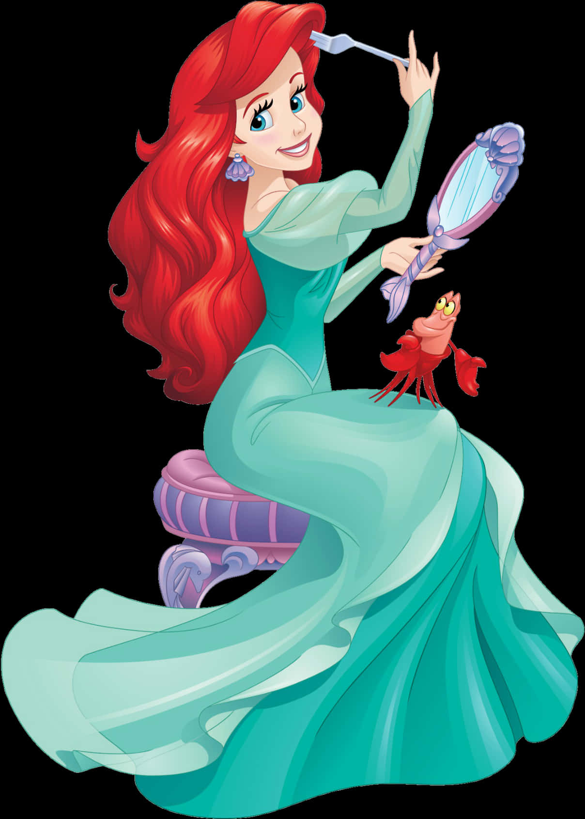 Ariel Combing Hair With Sebastian