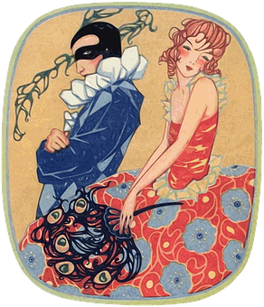 Art Nouveau Masquerade Couple