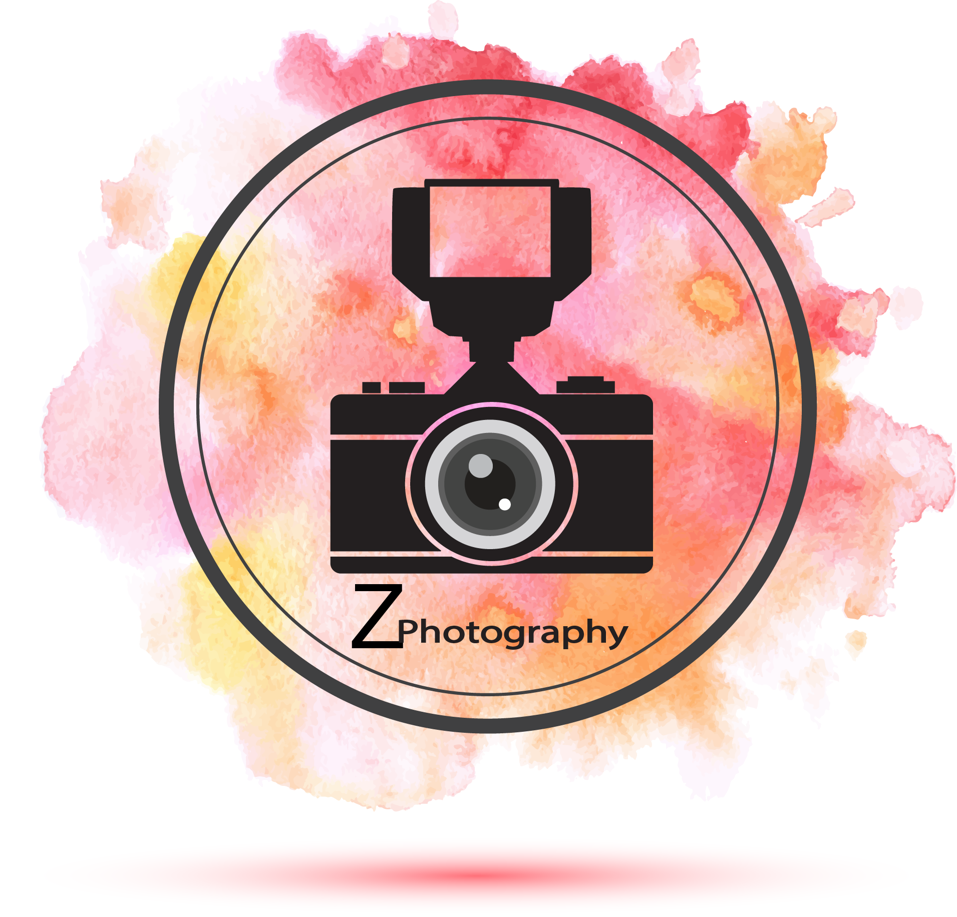 Artistic Camera Logowith Watercolor Background