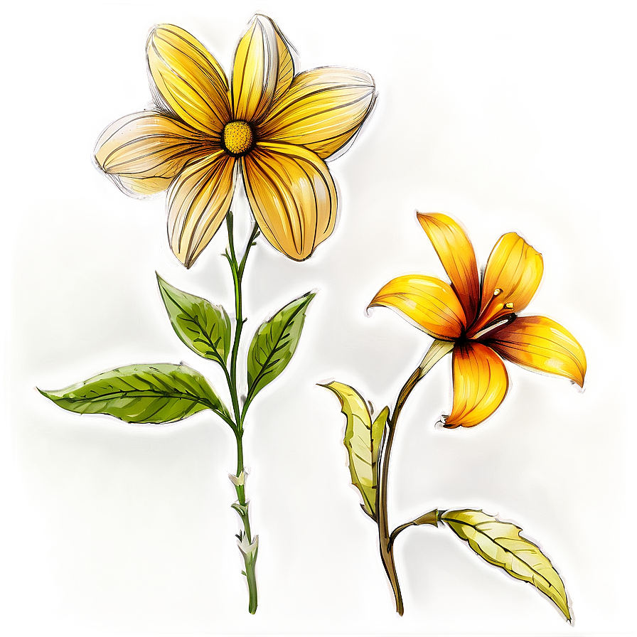 Artistic Flower Sketch Png 92