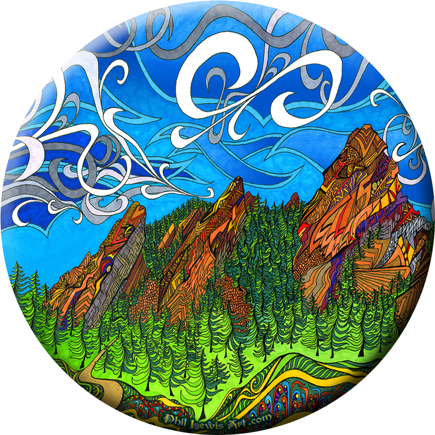 Artistic Mountain Frisbee Design