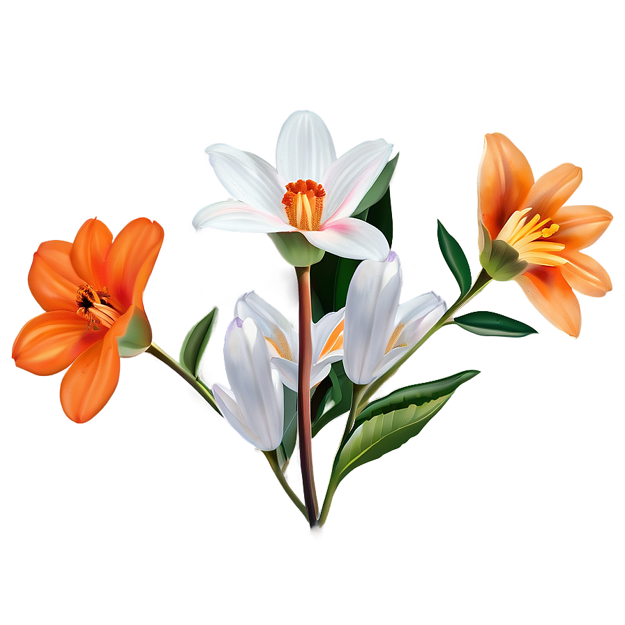 Artistic Orange Bloom Png Baa