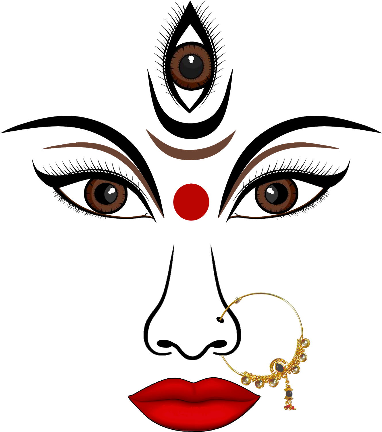 Artistic Representationof Goddess Durga Face