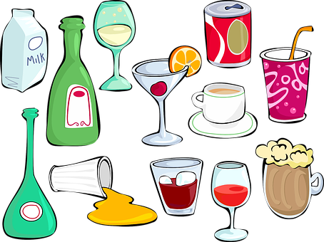 Assorted Beverages Vector Illustration