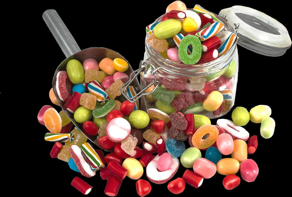 Assorted Candies Spilled From Jar