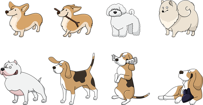 Assorted Cartoon Dog Breeds