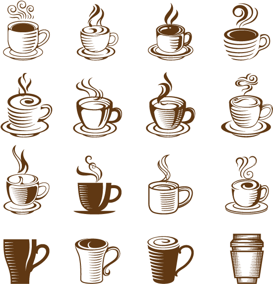 Assorted Coffee Cup Designs Pattern