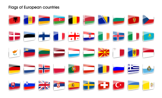 Assorted European Flags3 D Icons