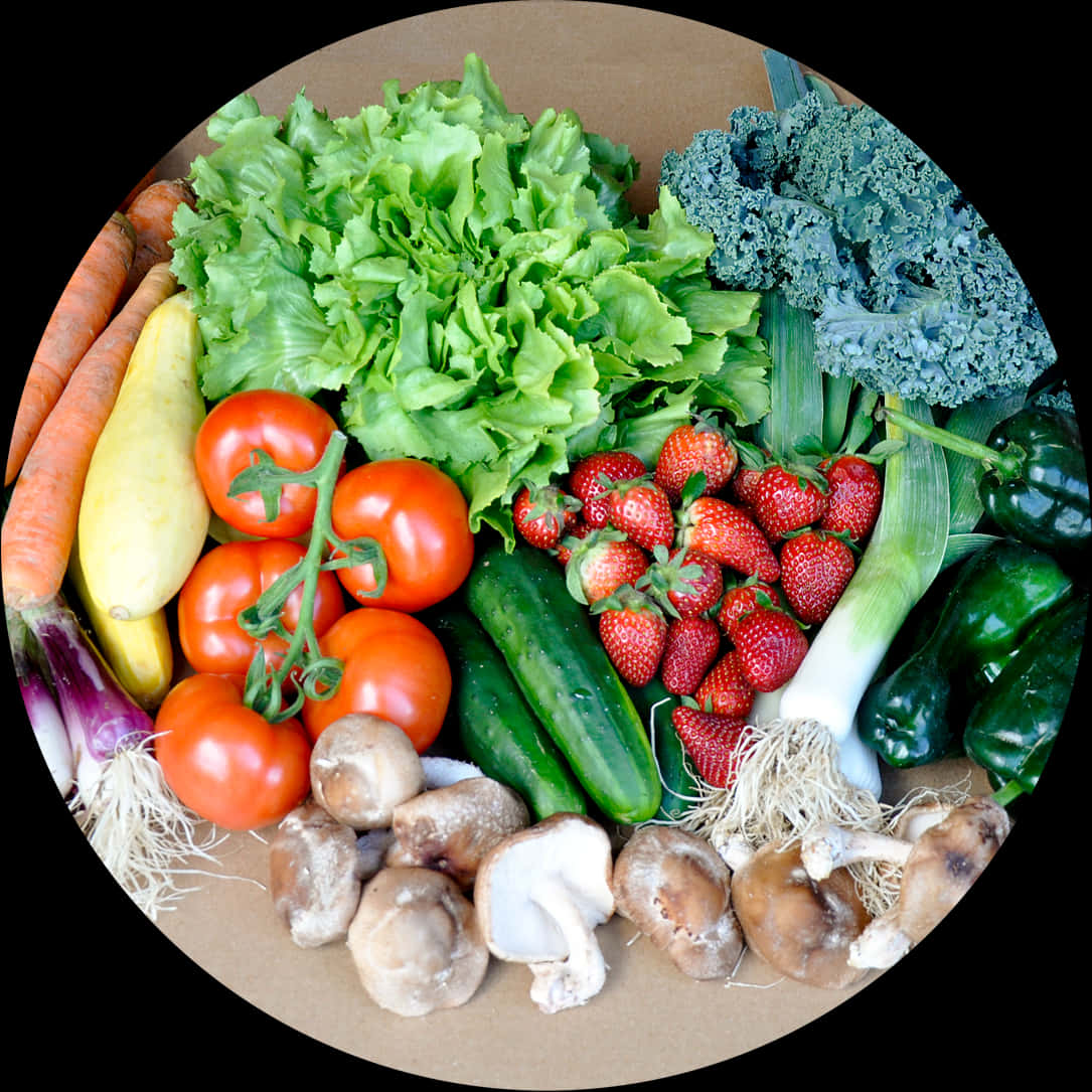 Assorted Fresh Vegetablesand Fruits Circle