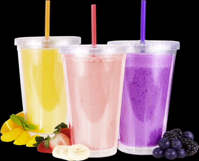 Assorted Fruit Smoothies Plastic Cups