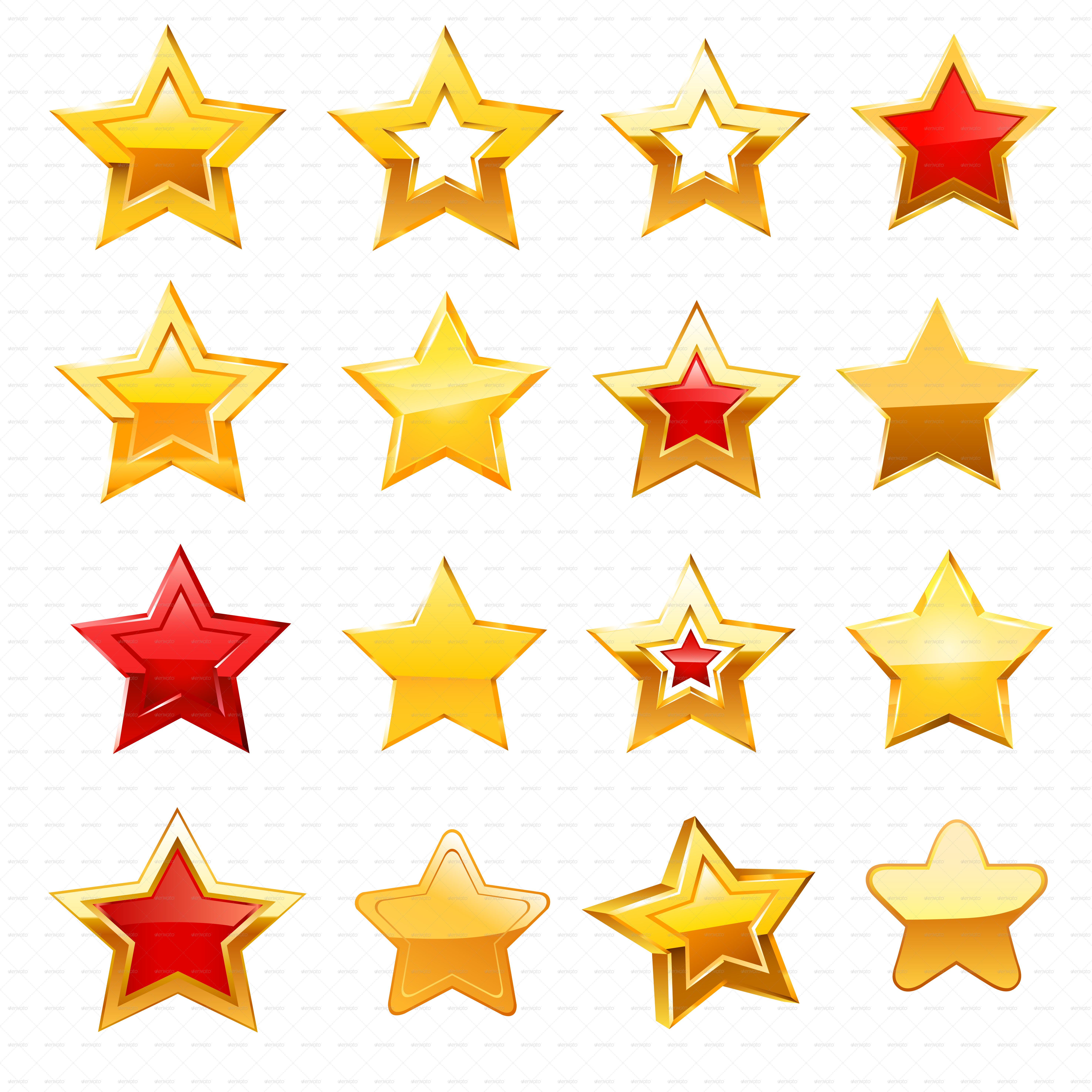 Assorted Golden Star Vectors