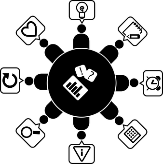 Assorted Icons Black Background