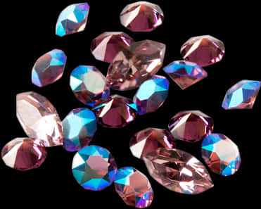 Assorted Pink Crystals Black Background