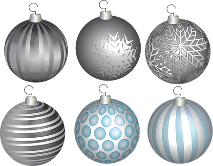 Assorted Silver Christmas Ornaments