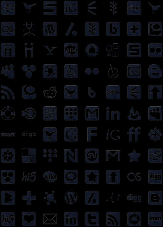 Assorted Social Media Icons Dark Background