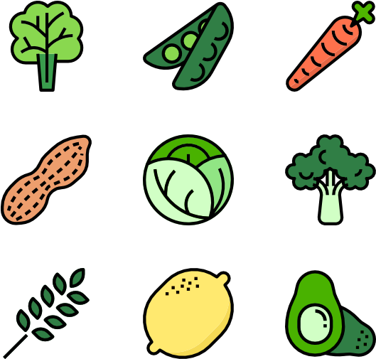 Assorted Vegetables Icons Set