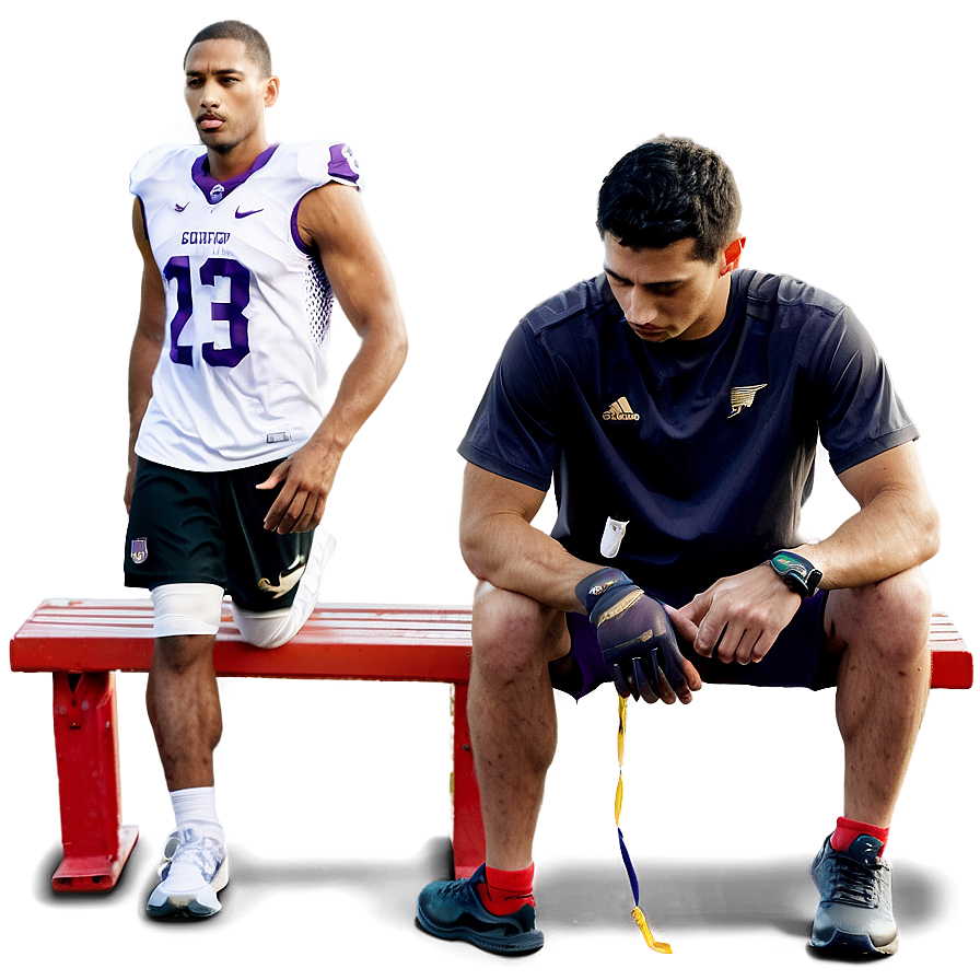 Athletes Sitting On Bench Png 19