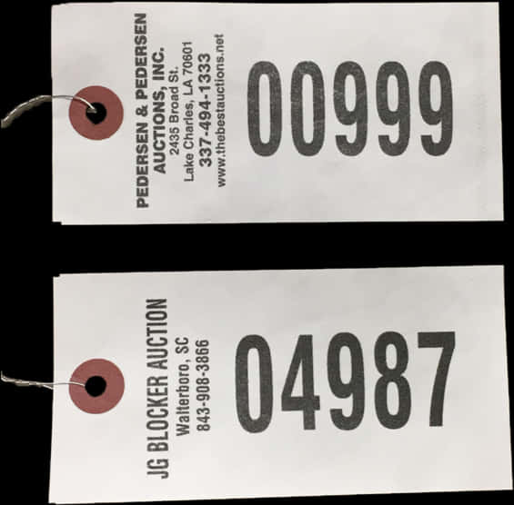 Auction Price Tags00999and04987