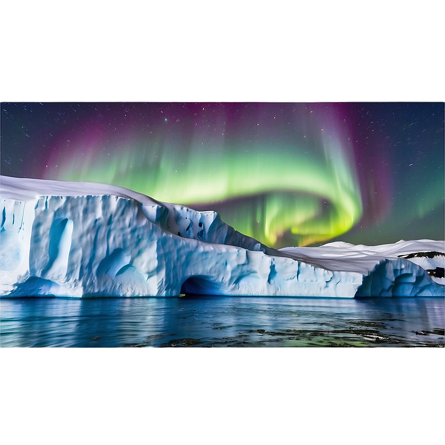 Aurora Borealis Over Icebergs Png Lef29