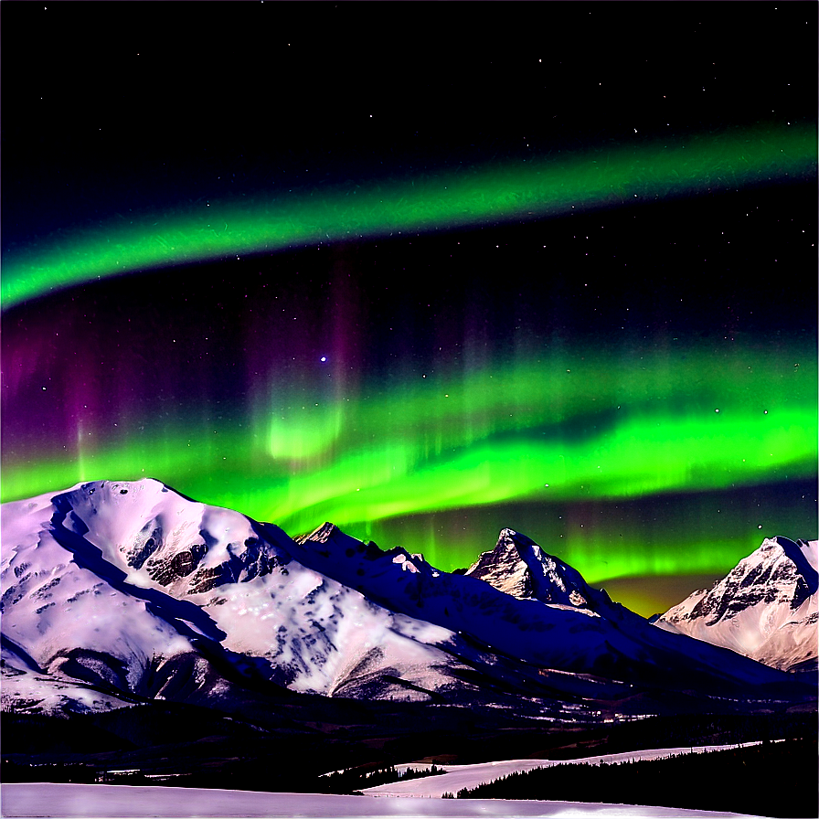 Aurora Borealis Over Snowcapped Peaks Png 48