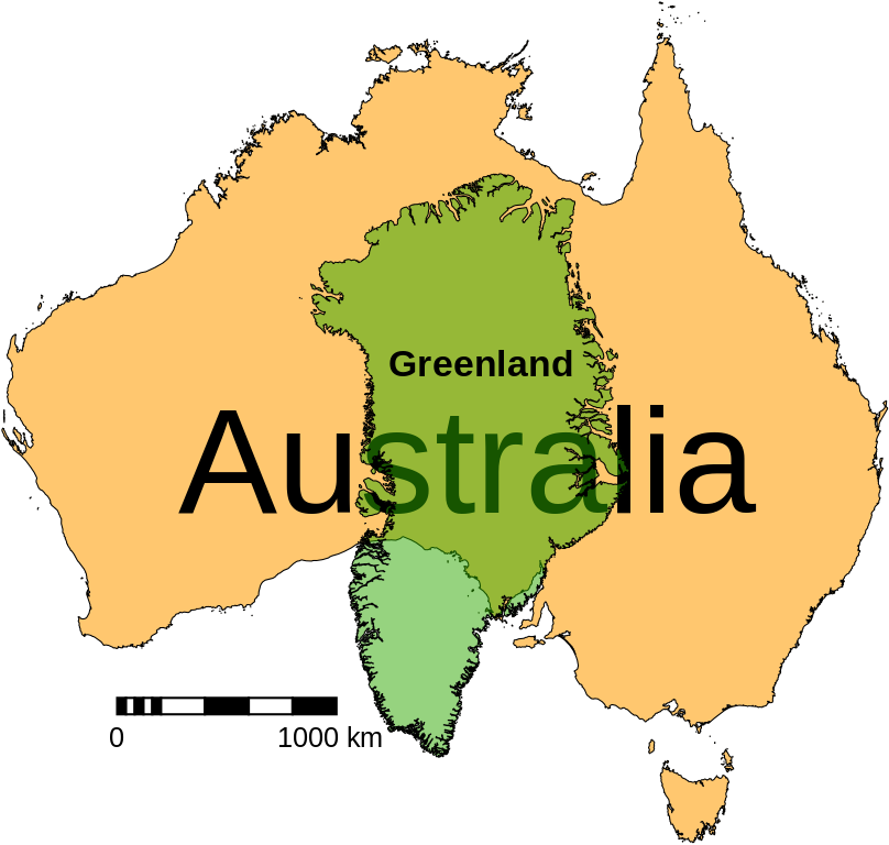 Australia Greenland Size Comparison Map