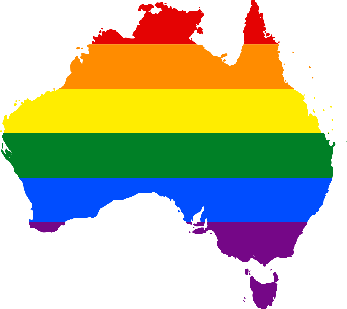 Australia Map Rainbow Flag Overlay