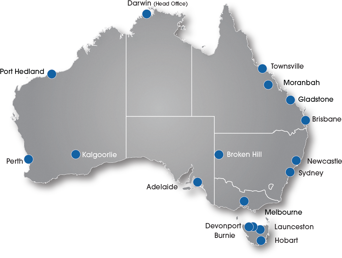 Australia Mapwith Location Pinsand Head Office Designation