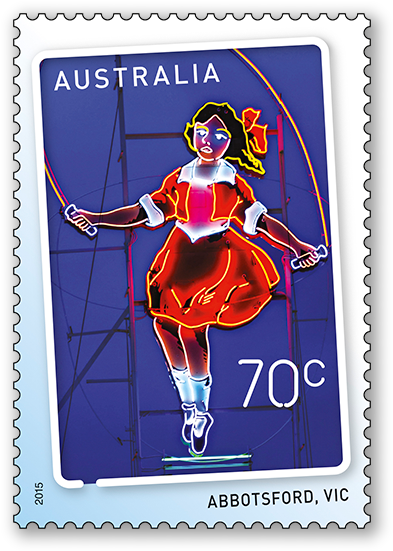 Australian Neon Skipping Girl Vinegar Stamp