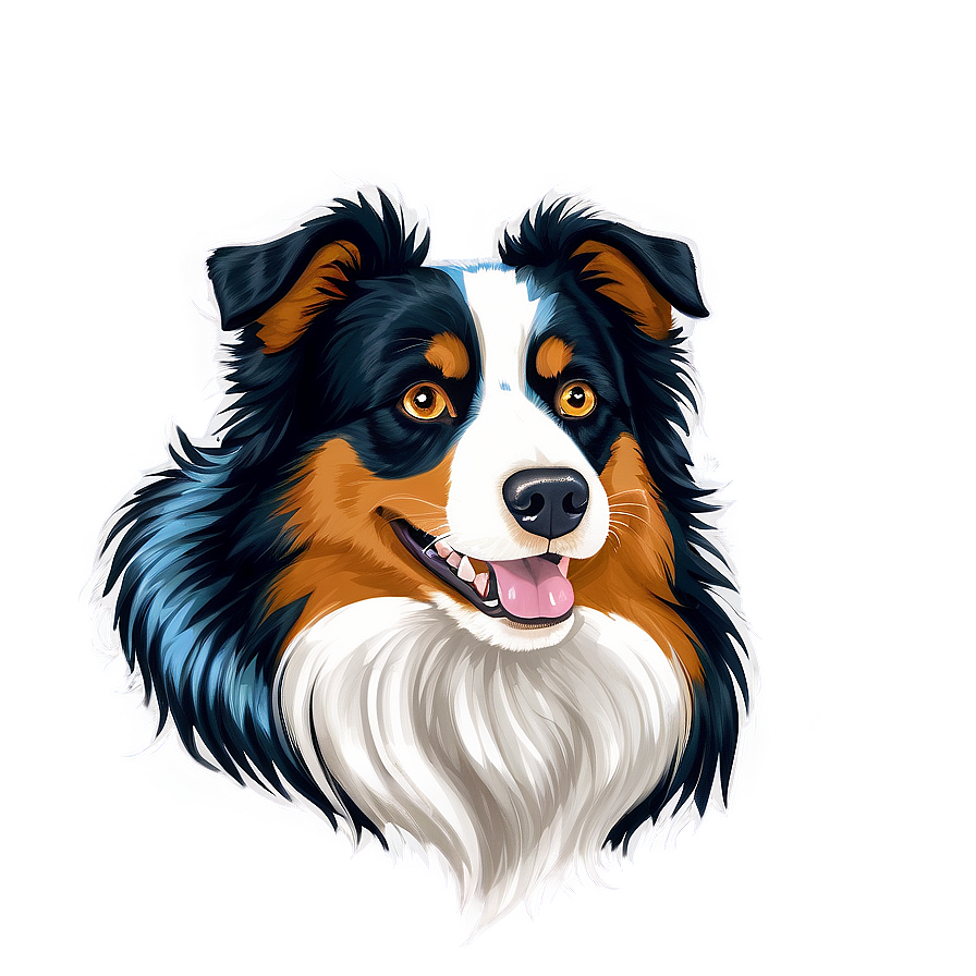 Australian Shepherd Portrait Png Yab86