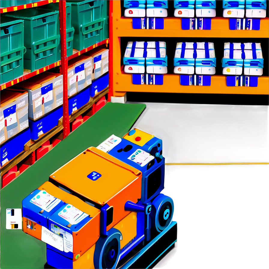 Automated Picking Robots In Warehouse Png Snn5