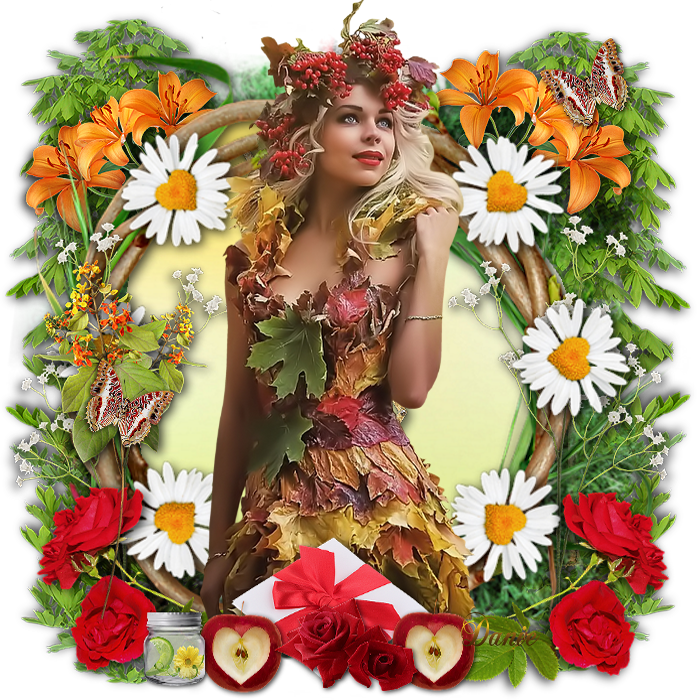 Autumn Fairy Surroundedby Flowers