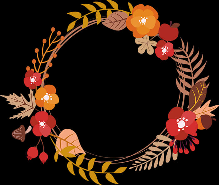 Autumn_ Floral_ Wreath_ Vector