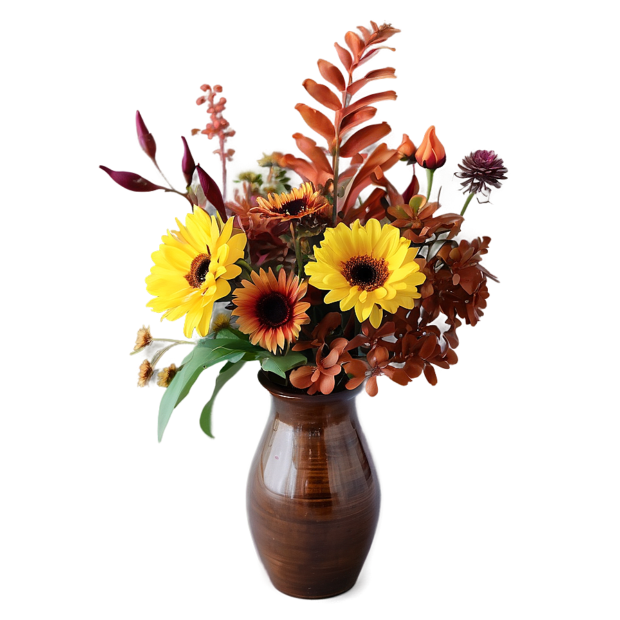 Autumn Flowers In Vase Png Kjs