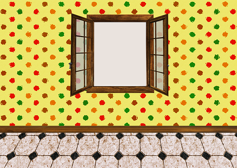 Autumn Leaves Pattern Wall Open Window