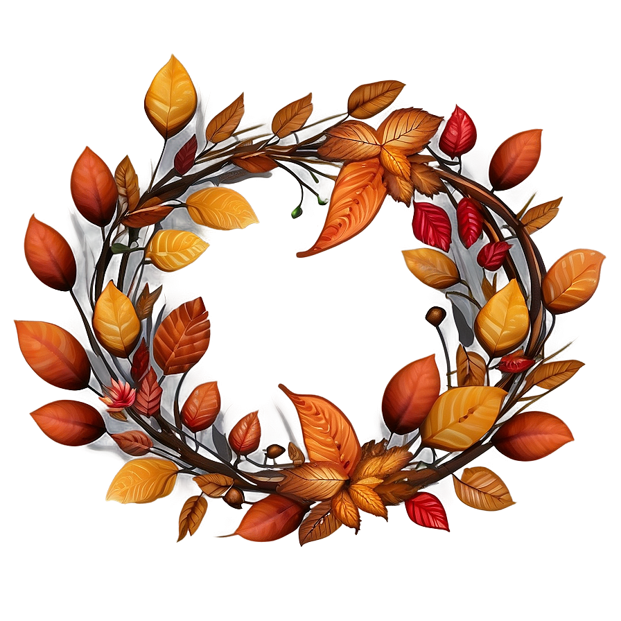 Autumn Leaves Wreath Png Asj1