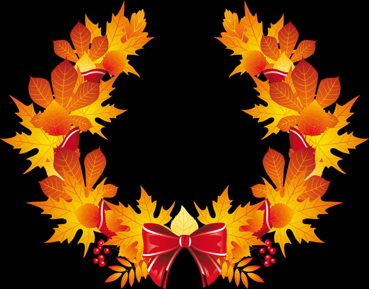 Autumn Leaves Wreathwith Red Bow