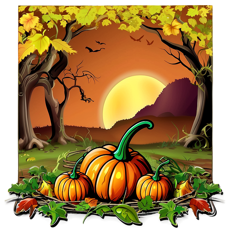 Autumn Pumpkin Patch Scene Png Kew14