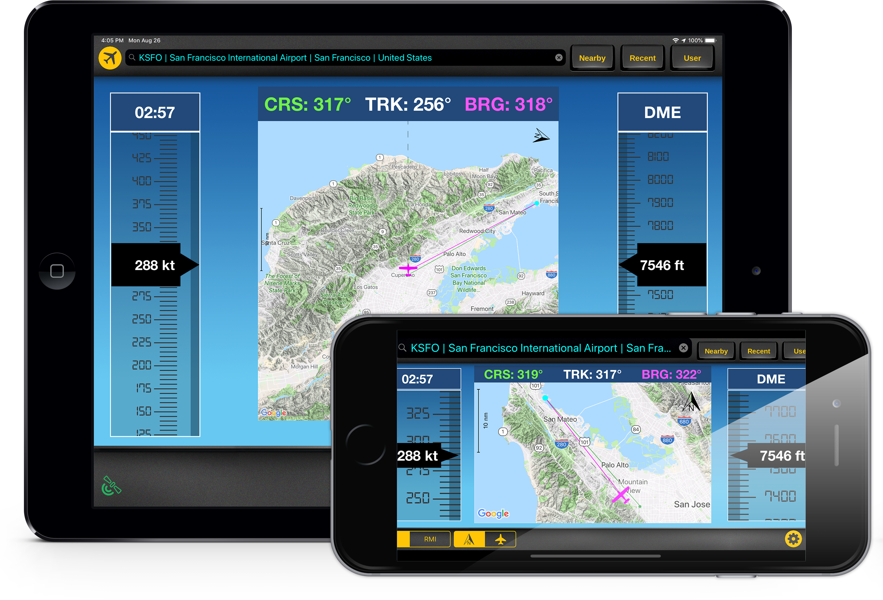 Aviation Navigation Apps Display