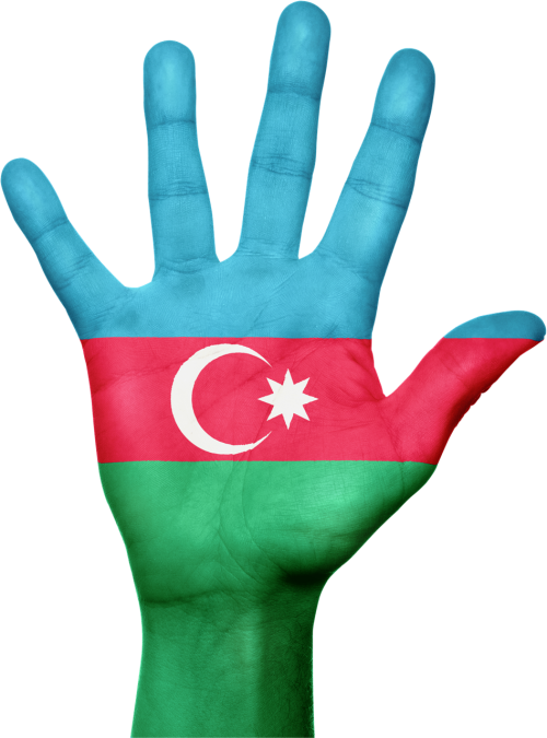 Azerbaijan Flag Painted Hand