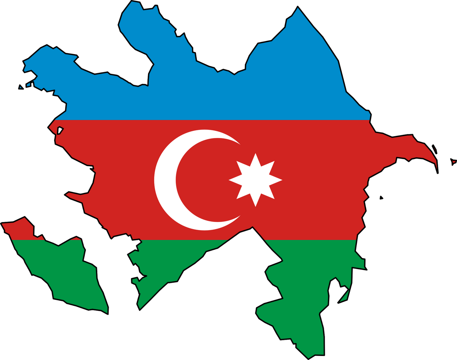 Azerbaijan Mapwith Flag