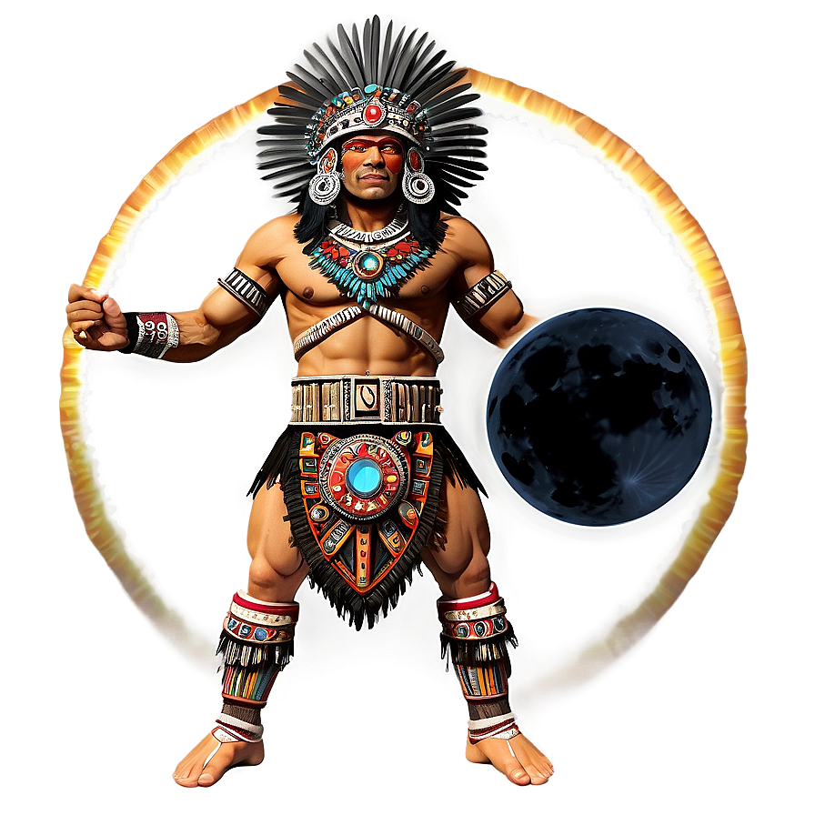 Aztec Warrior And Solar Eclipse Png Gxx