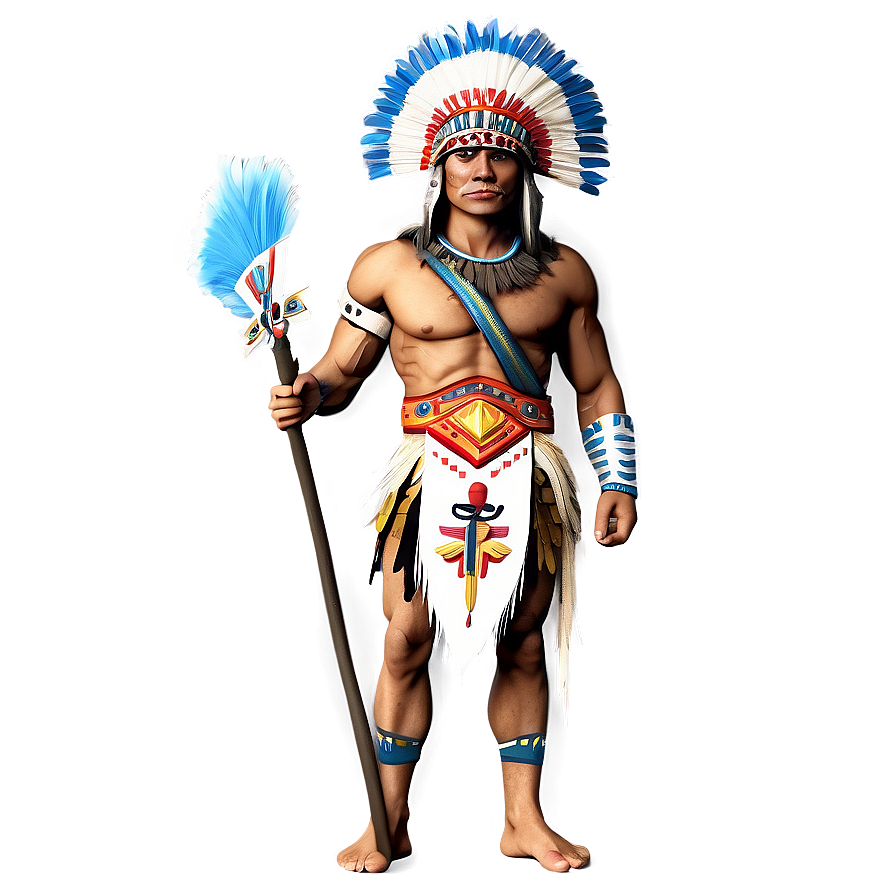 Aztec Warrior Holding Flag Png 06252024