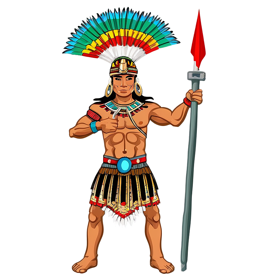 Aztec Warrior Holding Flag Png 06252024