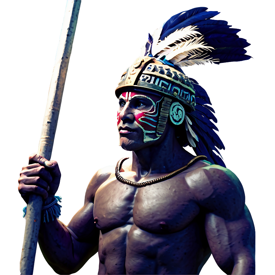 Aztec Warrior Holding Flag Png Hlx